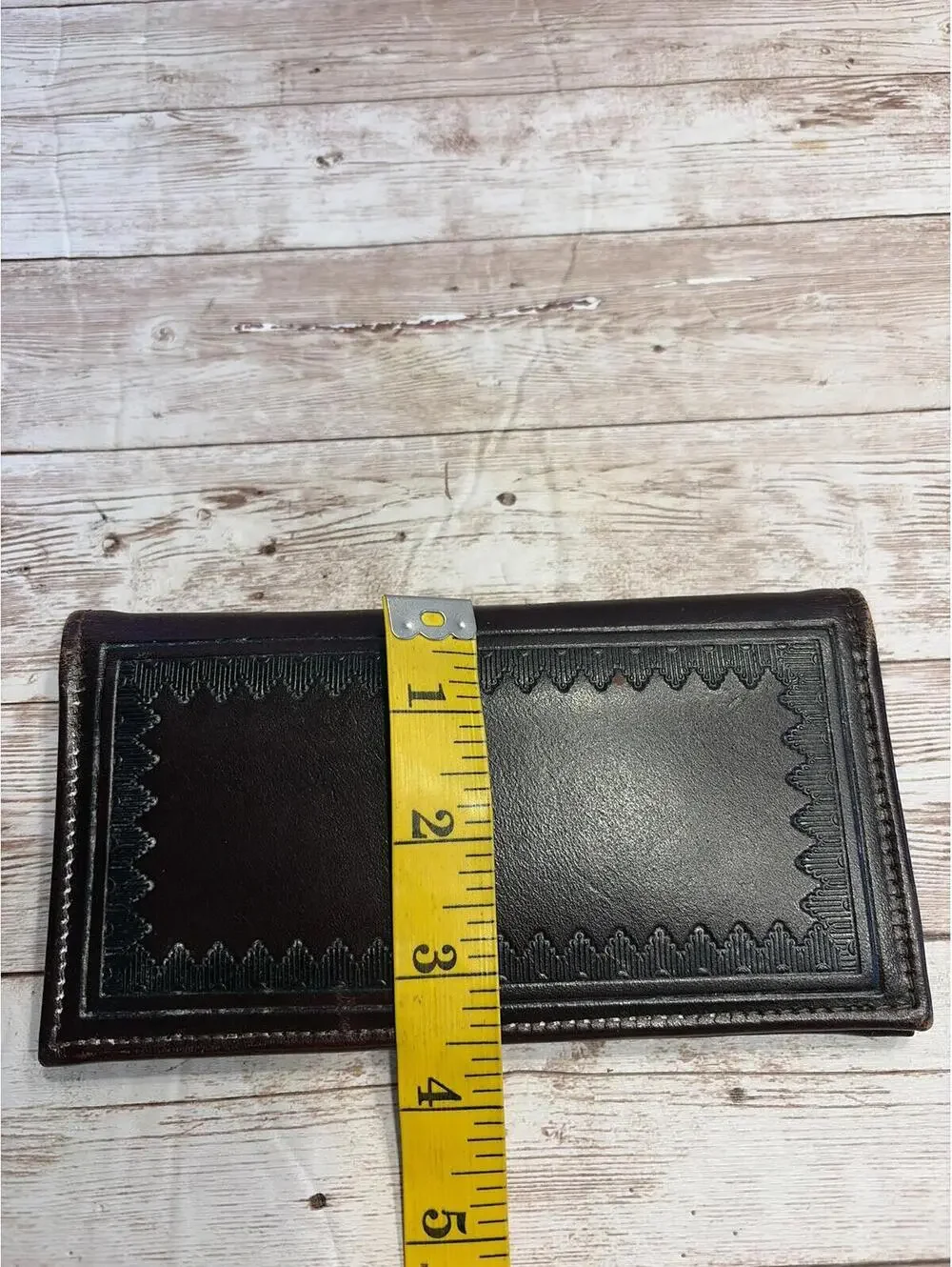 Leather Wallet Dark Brown Handtooled